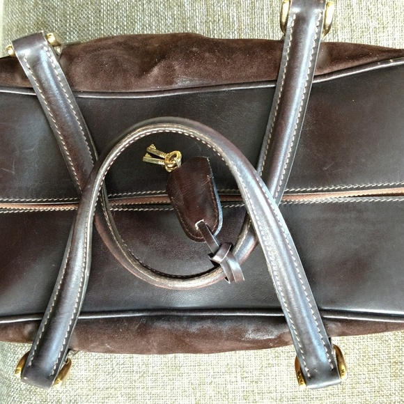 Vintage Gucci Brown Suede Travel Overnight Bag - Picture 7 of 8